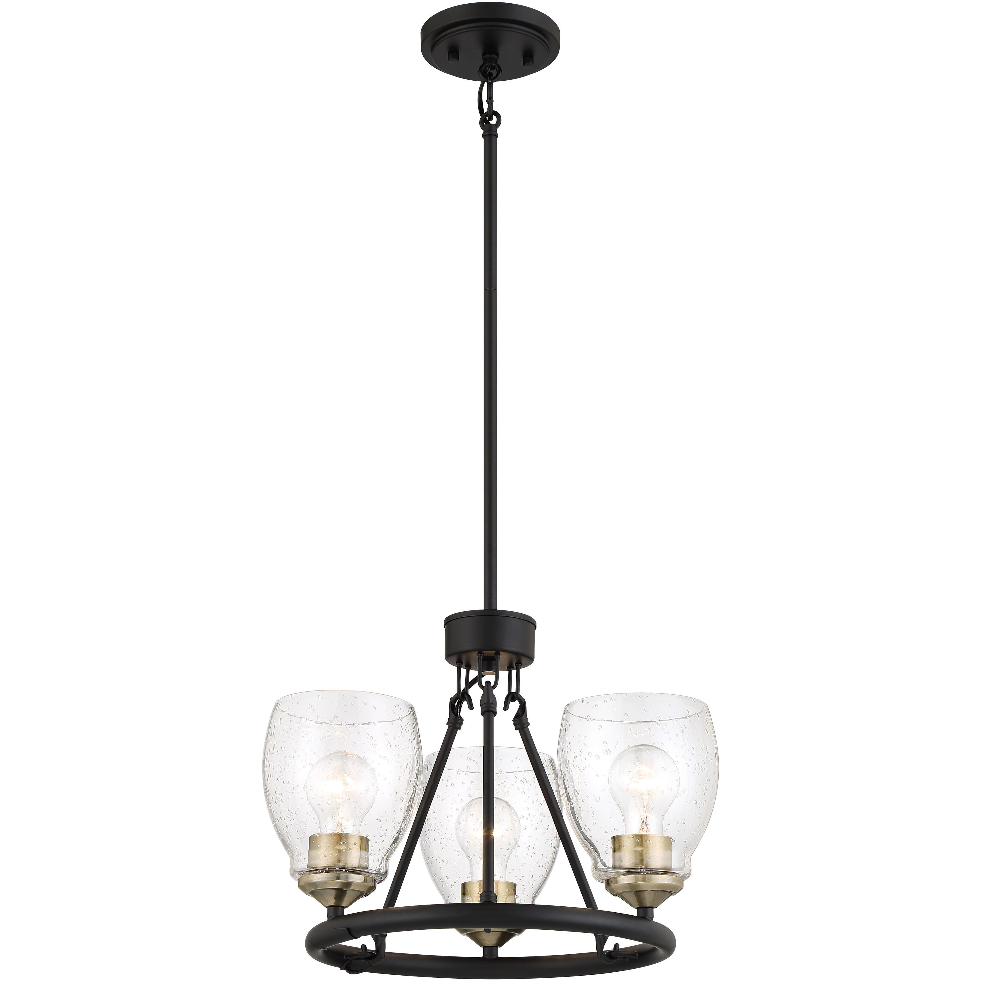 Winsley 3 Light 17 inch Coal And Stained Brass Chandelier Ceiling Light in Coal/Stained Brass