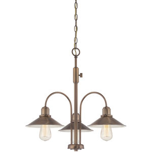 Newbury Station 3 Light 25 inch Old Satin Brass Chandelier Ceiling Light