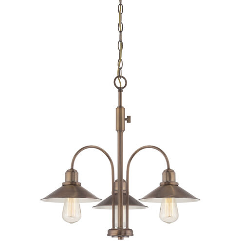 Newbury Station 3 Light 25 inch Old Satin Brass Chandelier Ceiling Light