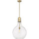 Amherst LED 16 inch Brushed Brass Pendant Ceiling Light in Seedy Glass