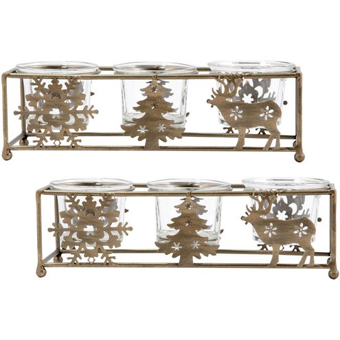 Heartland Antique Gold with Clear Holiday Candleholder