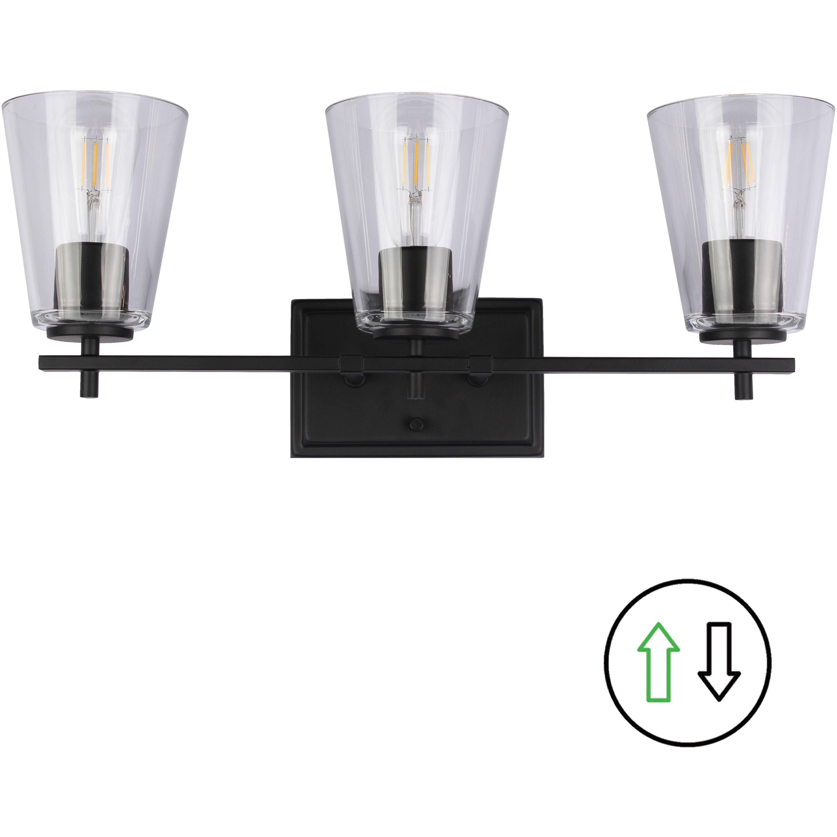 Wenda 3 Light 23 inch Matte Black Vanity Light Wall Light