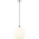 Edison White Venetian 1 Light 13.75 inch Polished Chrome Stem Hung Pendant Ceiling Light