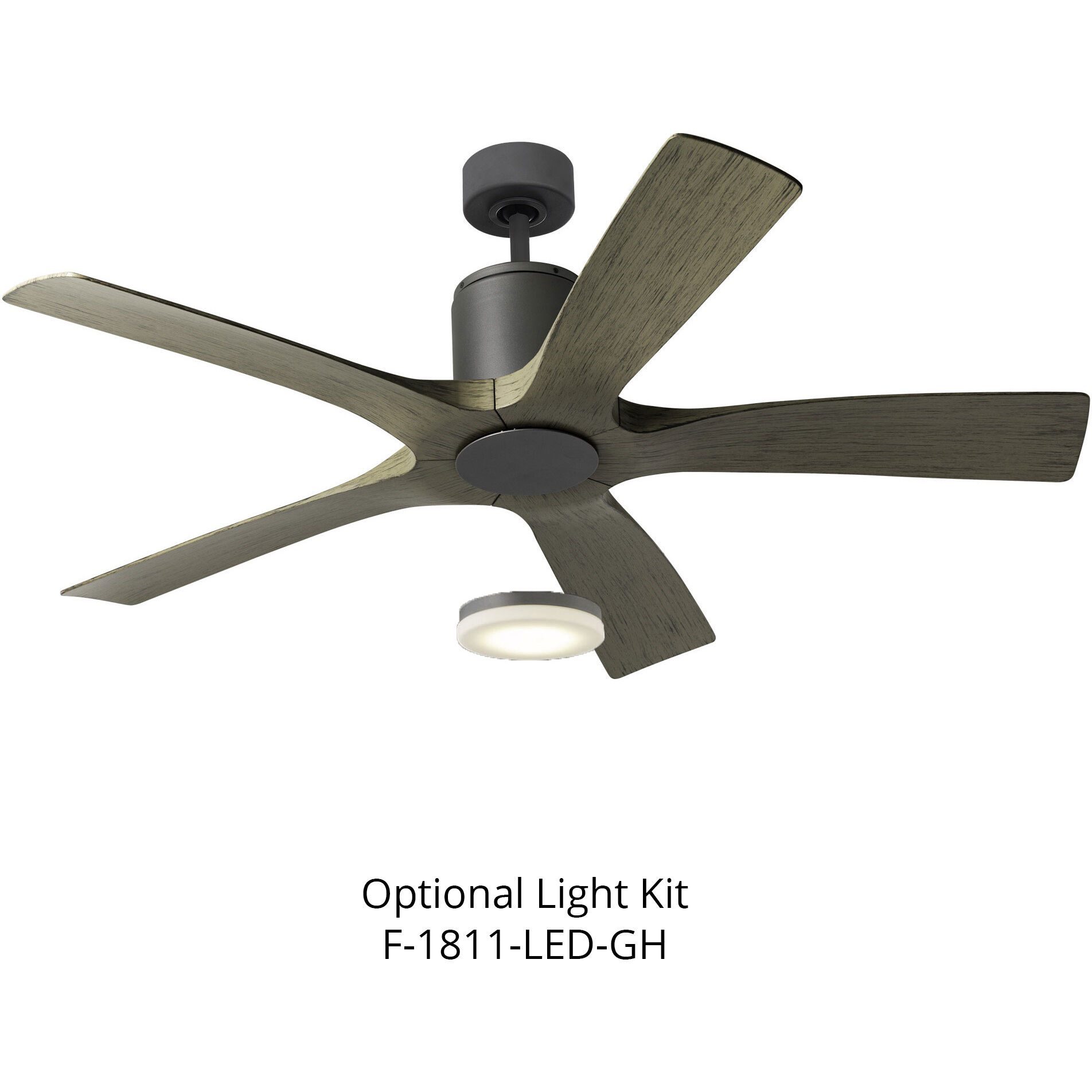 Aviator 54 inch Graphite and Weathered Gray with Weathered Gray Blades Downrod Ceiling Fan in Graphite Weathered Gray, Smart Ceiling Fan