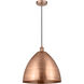 Edison Dome LED 16 inch Antique Copper Mini Pendant Ceiling Light