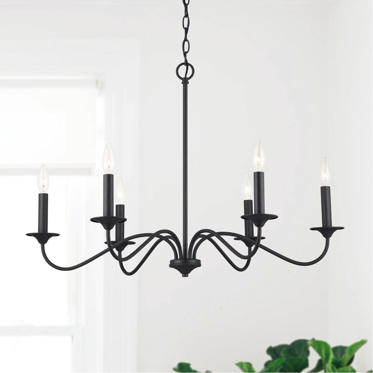 Vincent 6 Light 32 inch Black Iron Chandelier Ceiling Light