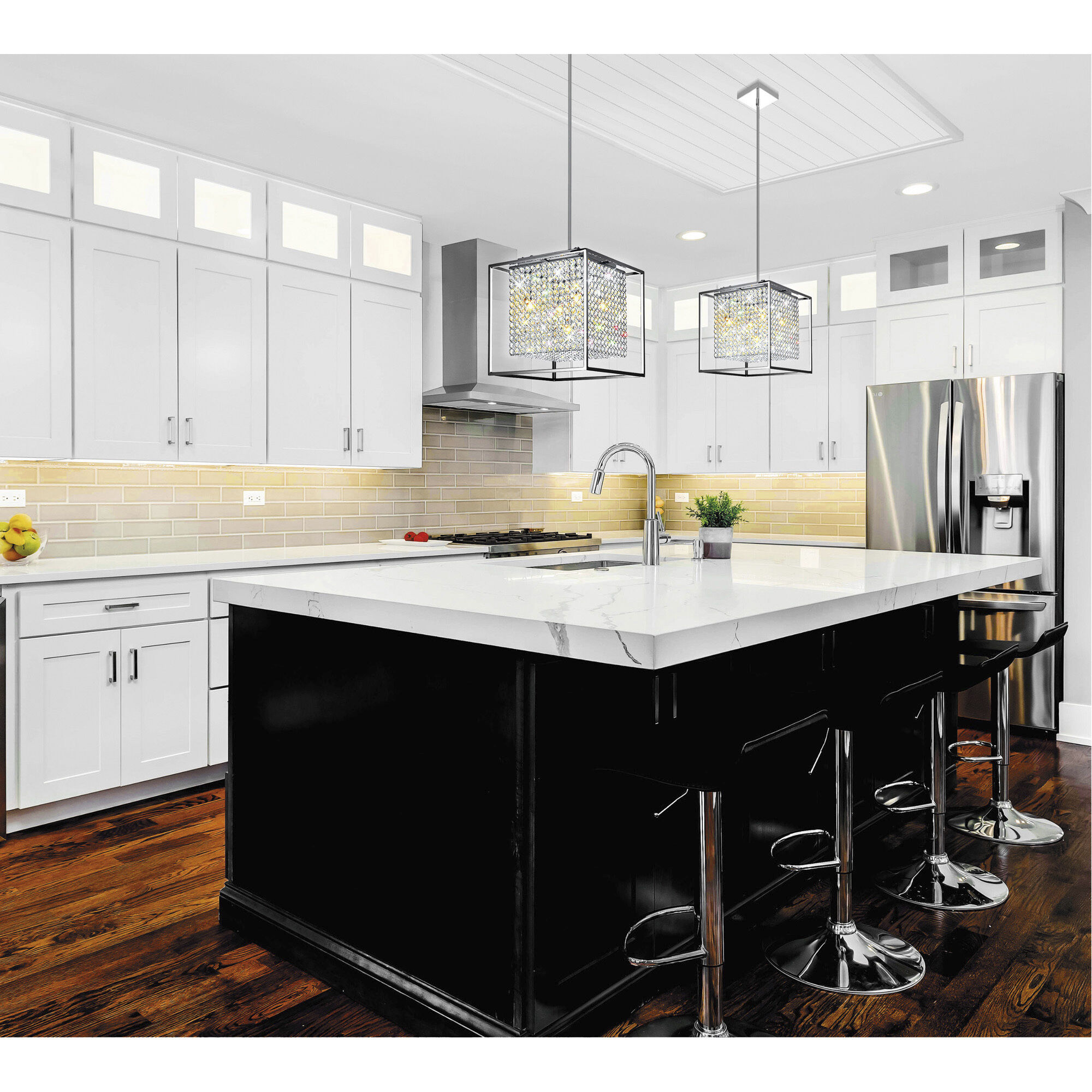 Cube 3 Light 12 inch Chrome Chandelier Ceiling Light