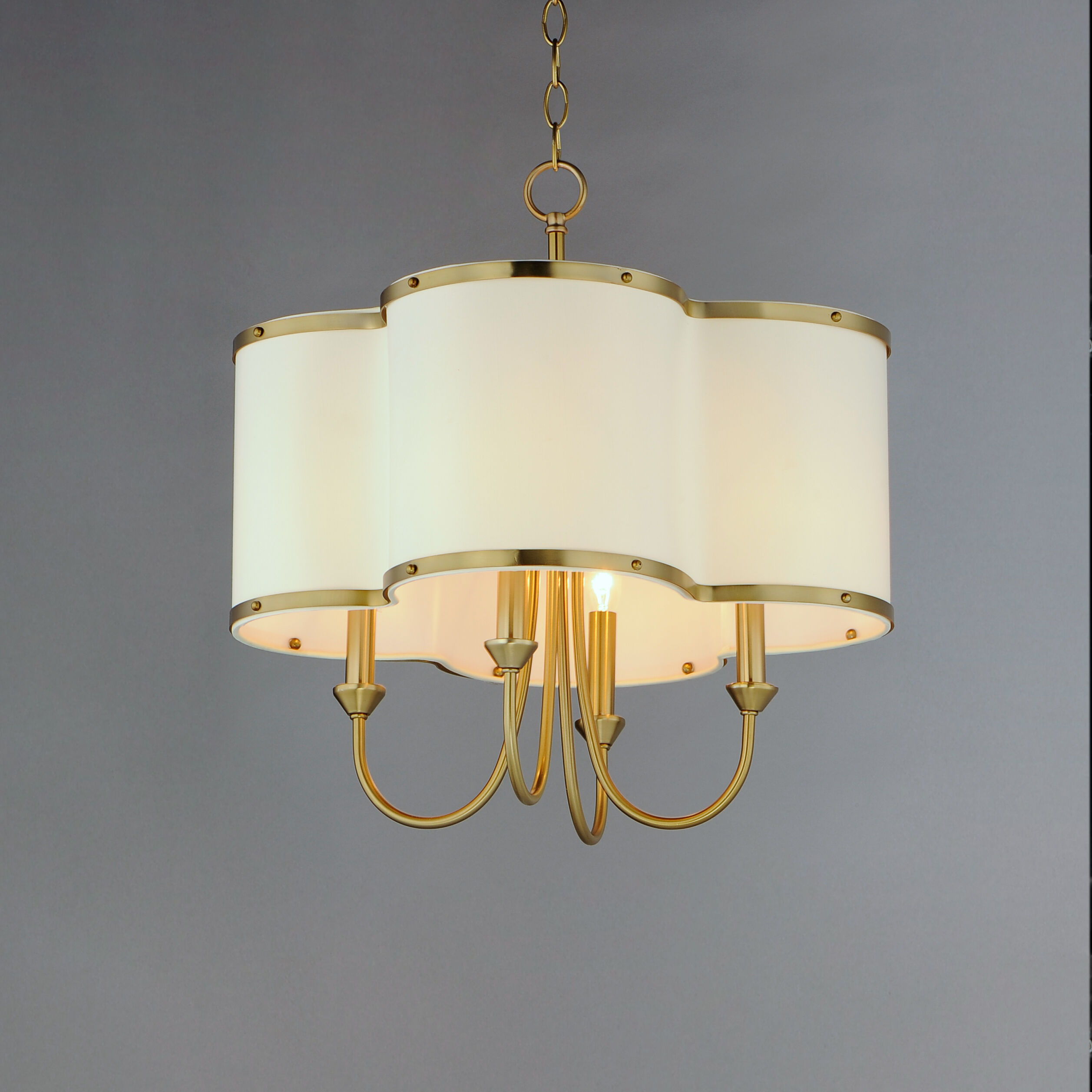 Clover 4 Light 20 inch Satin Brass Chandelier Ceiling Light