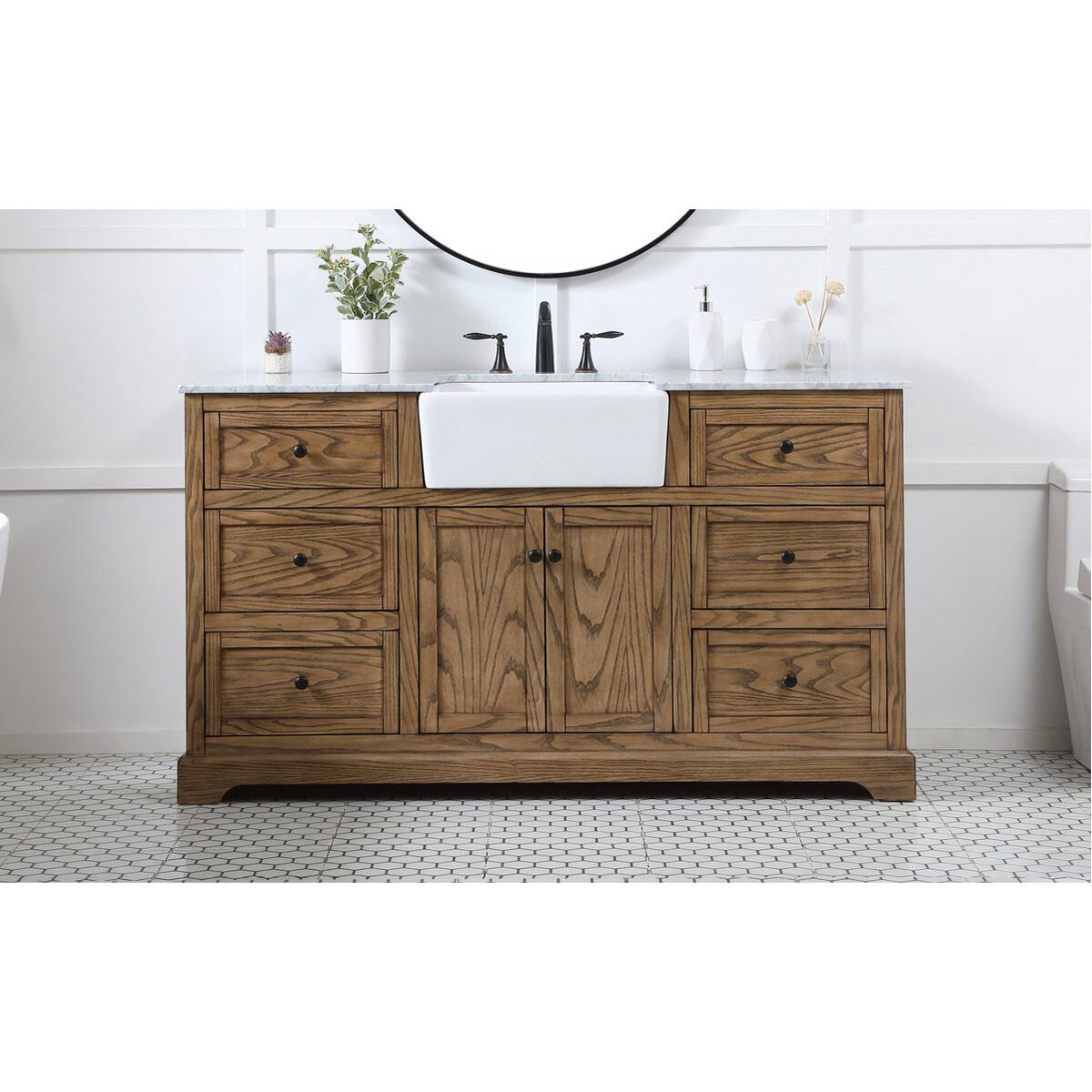 Franklin 60 X 22 X 35 inch Driftwood Bathroom Vanity Cabinet