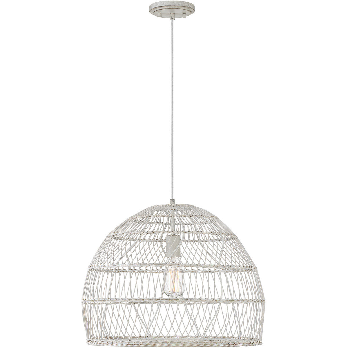 Bohemian 1 Light 20 inch White Rattan Pendant Ceiling Light