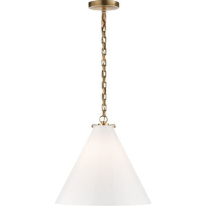 Visual Comfort Thomas O'Brien Katie 1 Light 16 inch Hand-Rubbed Antique Brass Pendant Ceiling Light in White Glass TOB5226HAB/G6-WG - Open Box