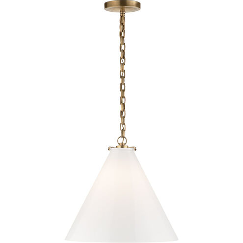 Visual Comfort Thomas O'Brien Katie 1 Light 16 inch Hand-Rubbed Antique Brass Pendant Ceiling Light in White Glass TOB5226HAB/G6-WG - Open Box