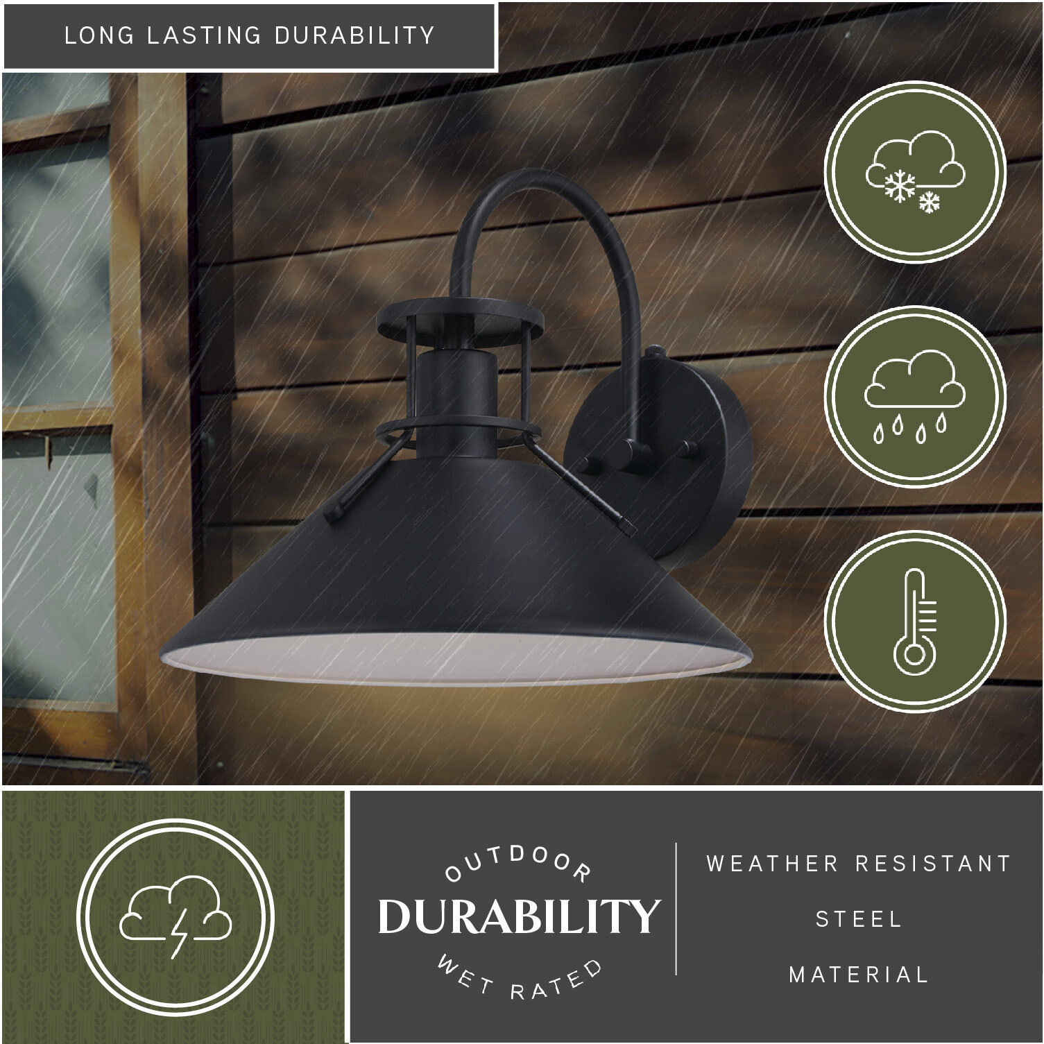 Canton LED 11 inch Matte Black and White Outdoor Wall