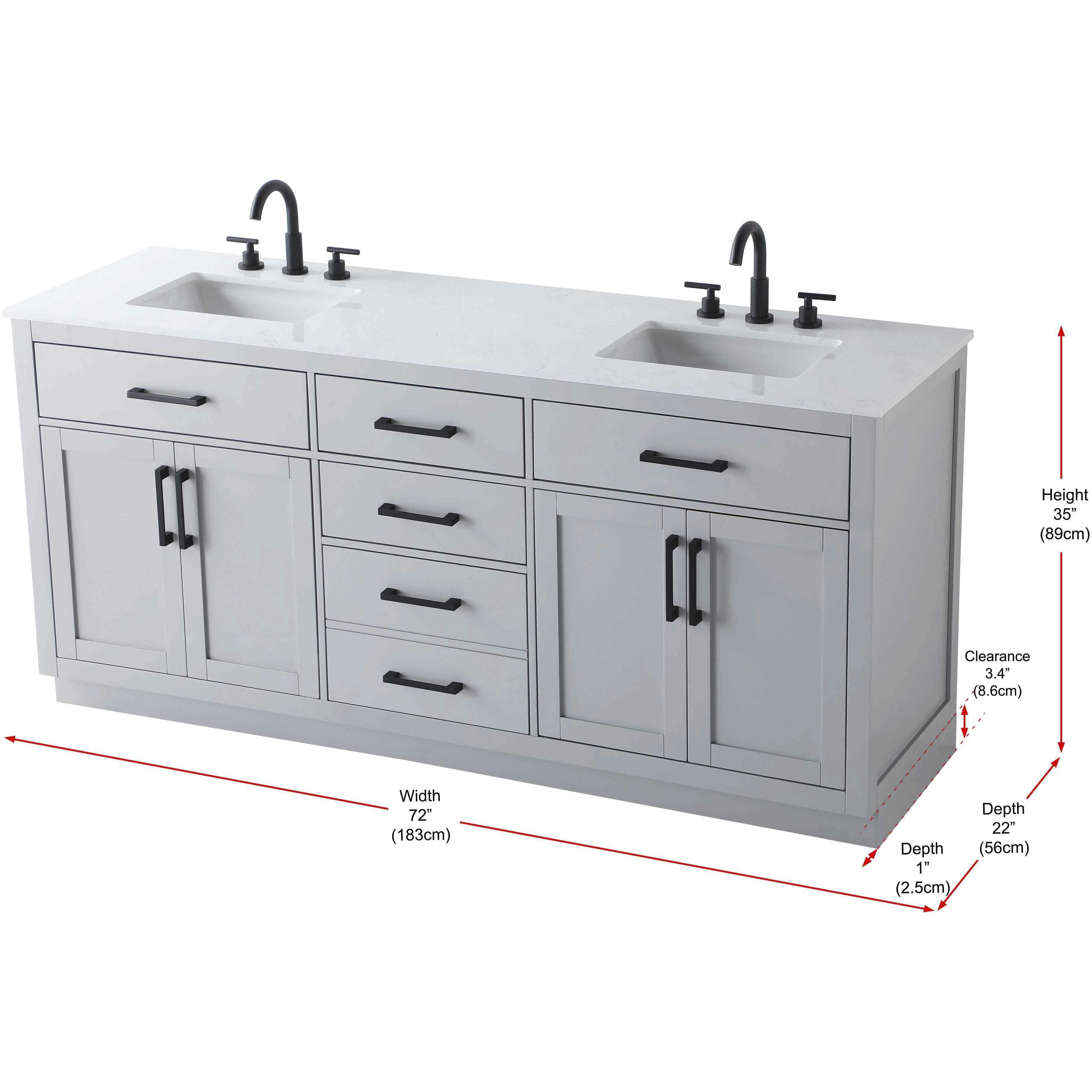 Alden 72 X 35 inch Grey Bathroom Vanity Cabinet