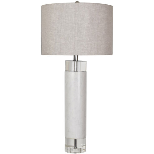 Sheffield 32 inch 150 watt White and Crystal Table Lamp Portable Light
