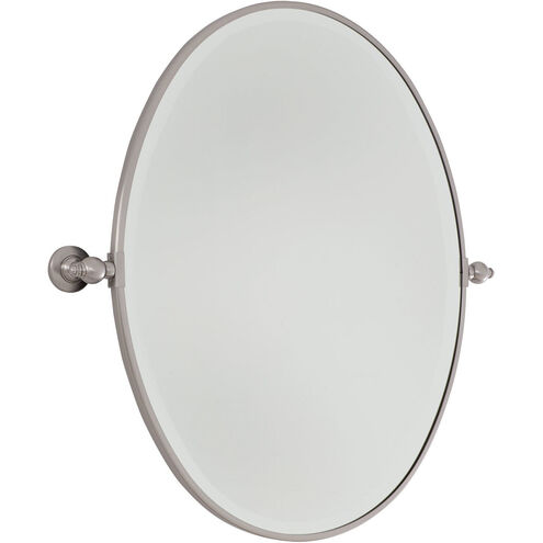 Pivot Mirrors 32 X 31 inch Brushed Nickel Mirror, Oval Beveled