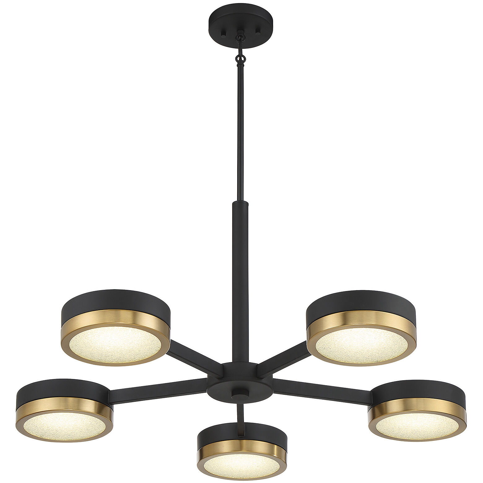 Ashor LED 34 inch Black with Warm Brass Accents Chandelier Ceiling Light