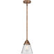 Nouveau 2 Cone 1 Light 6.25 inch Antique Copper Mini Pendant Ceiling Light in Incandescent, Seedy