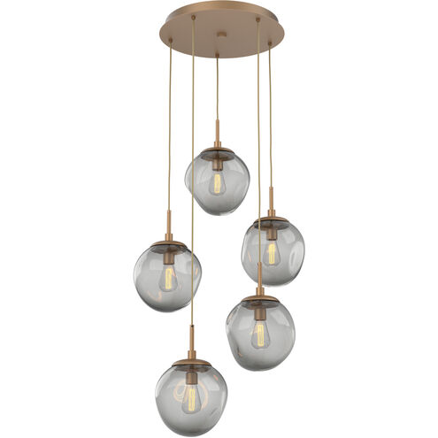 Aster Incandescent 5 Light Novel Brass Chandelier Ceiling Light, Round Multi-Pendant