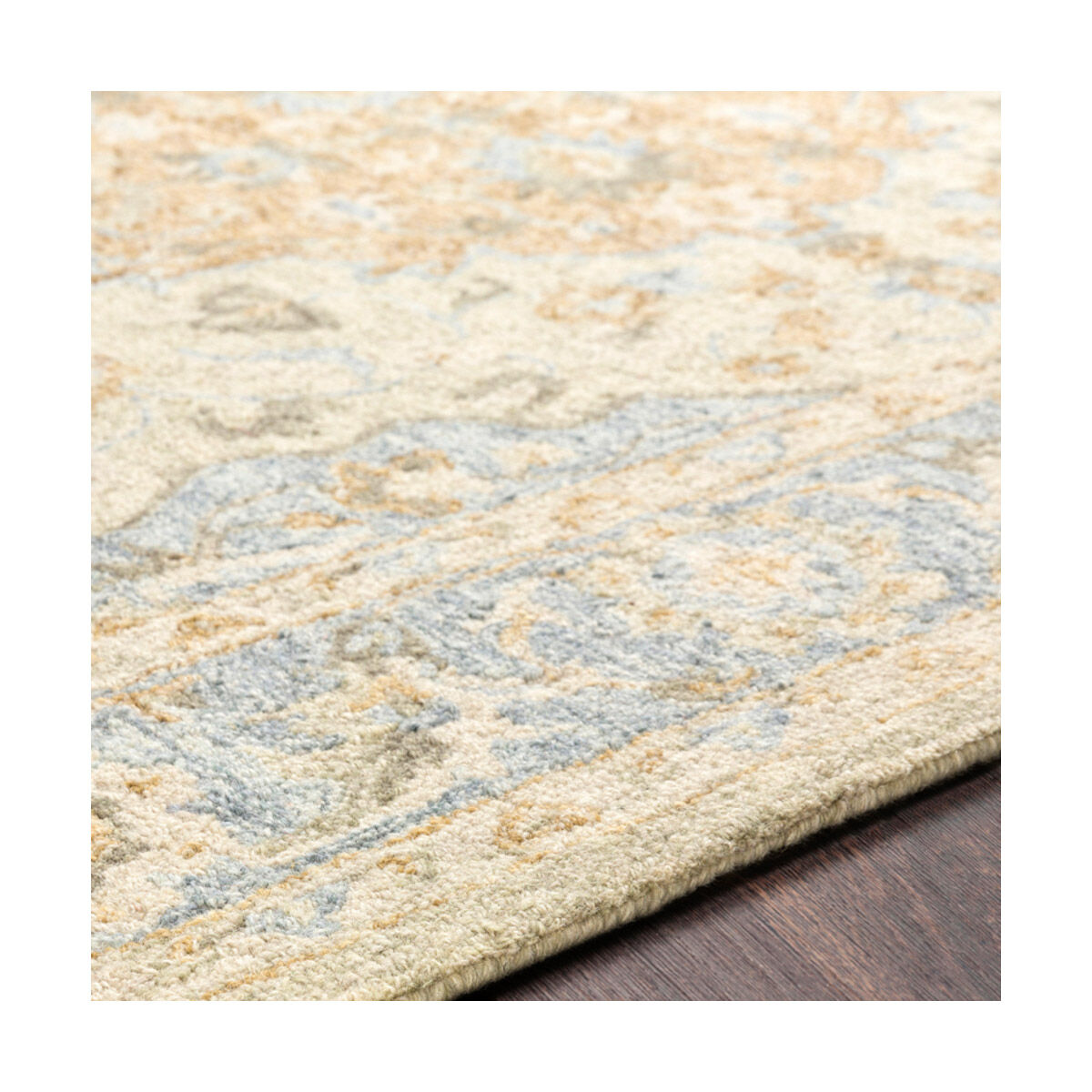 Panipat 90 X 60 inch Olive/Khaki/Light Gray/Medium Gray/Wheat Rugs, Rectangle