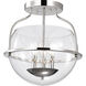 Amado 3 Light 14 inch Polished Nickel Semi Flush Mount Ceiling Light