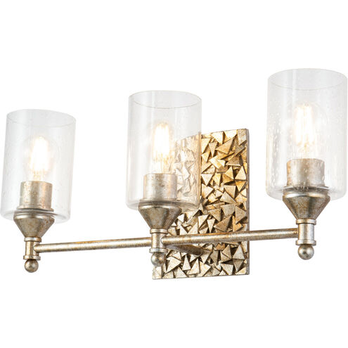 Mosaic 3 Light 21 inch Silver Bath Light Wall Light in Silver Leaf with Antique