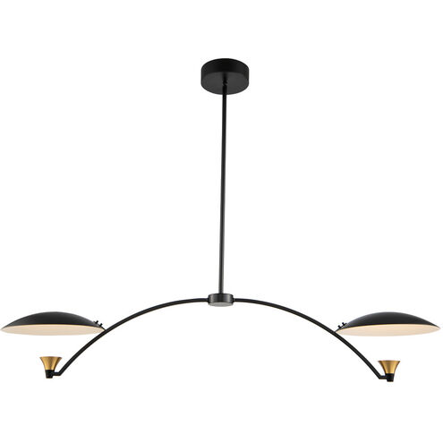 Redding LED 46 inch Matte Black with White and Brass Accent Island Light Ceiling Light