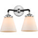 Nouveau Small Cone LED 14 inch Black Polished Nickel Bath Vanity Light Wall Light in Matte White Glass, Nouveau