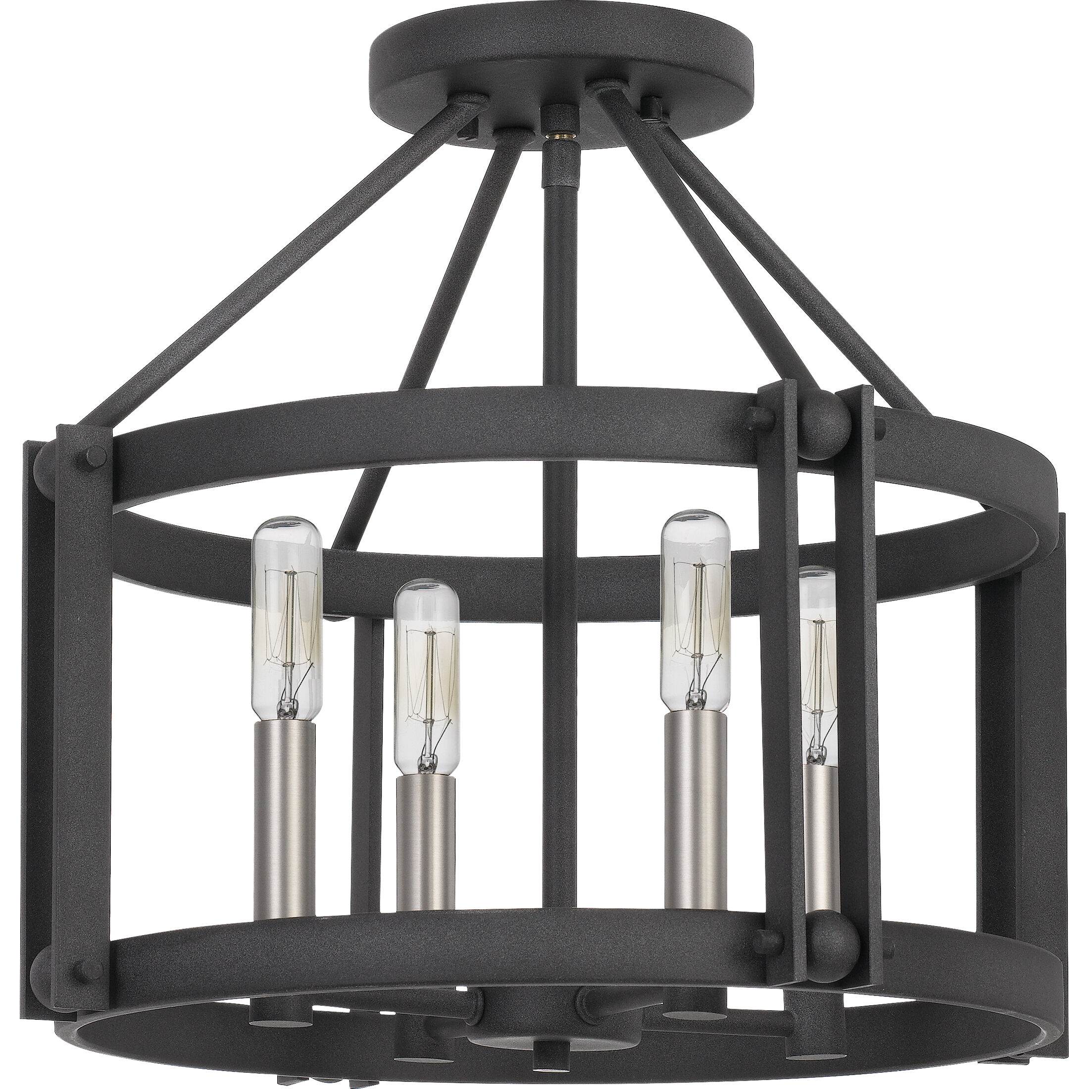 Victor 4 Light 16 inch Mottled Black Semi-Flush Mount Ceiling Light