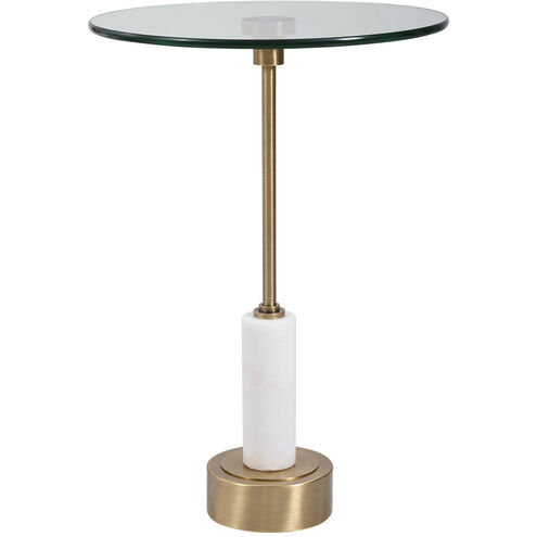 Portsmouth 24 X 16 inch Brushed Brass and White Marble Accent Table