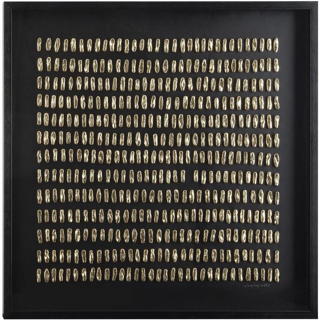 He Hongbing's Gilded Grid 43.5 X 43.5 inch Oils and Original Art in II