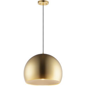 Palla LED 15.75 inch Satin Brass and Coffee Single Pendant Ceiling Light in Satin Brass/Coffee