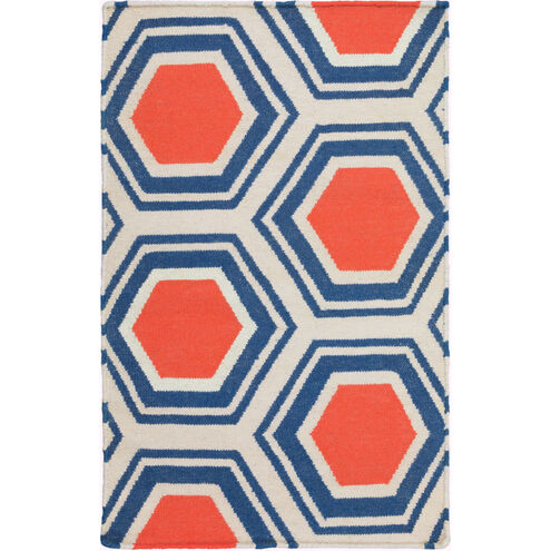 Fallon 36 X 24 inch Dark Blue, Terracotta, Beige Rug