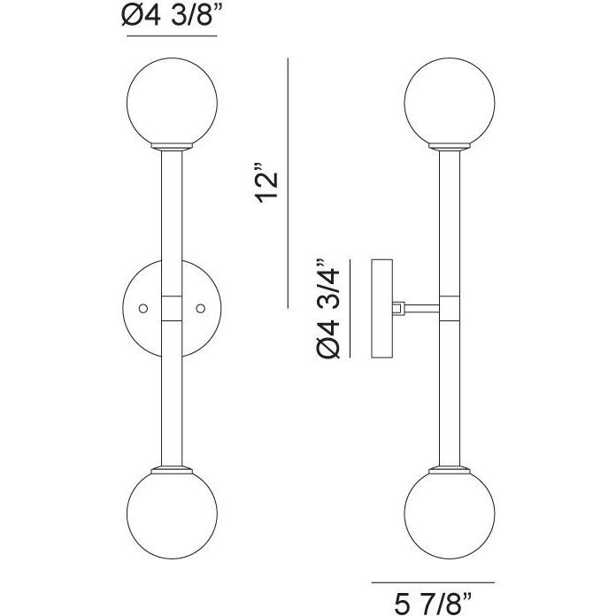 Stellar Wall Sconce Wall Light in Black and Opal Glass