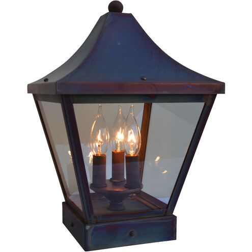 Nantes 3 Light 16 inch Verdigris Patina Column Mount in Clear Seedy