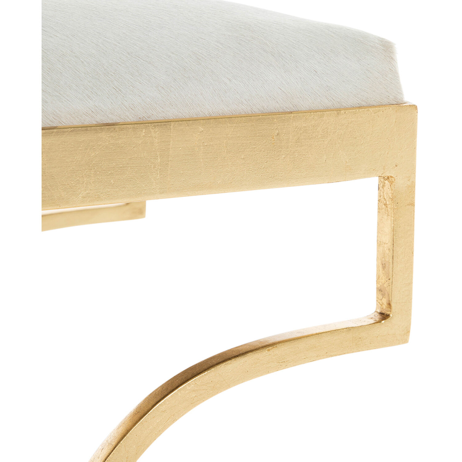 Connelly 19 inch Royale Leaf / Natural Ivory Hide Ottomans Stool