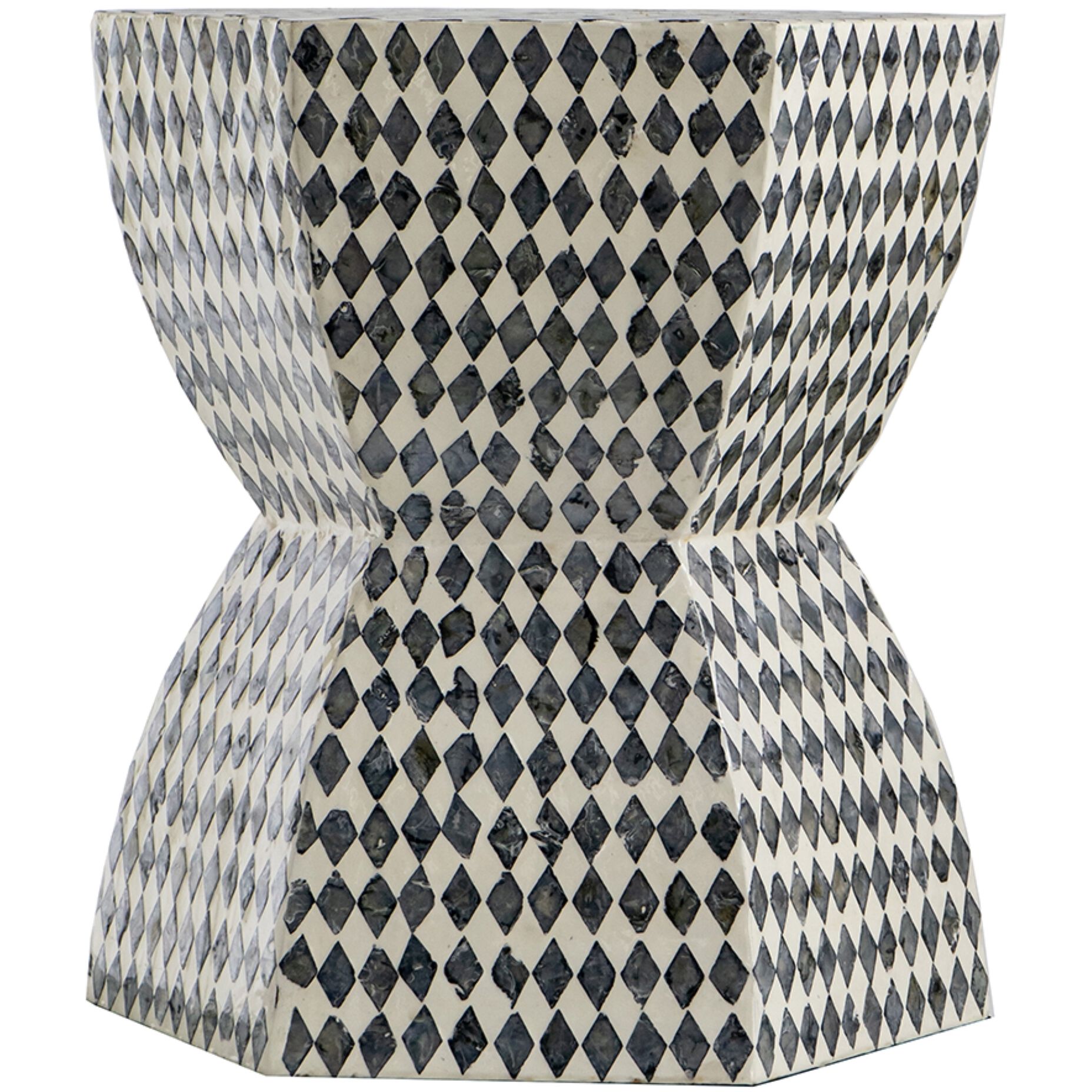 Hexagon 16.5 inch Black and White Stool, Hexagon Tapered