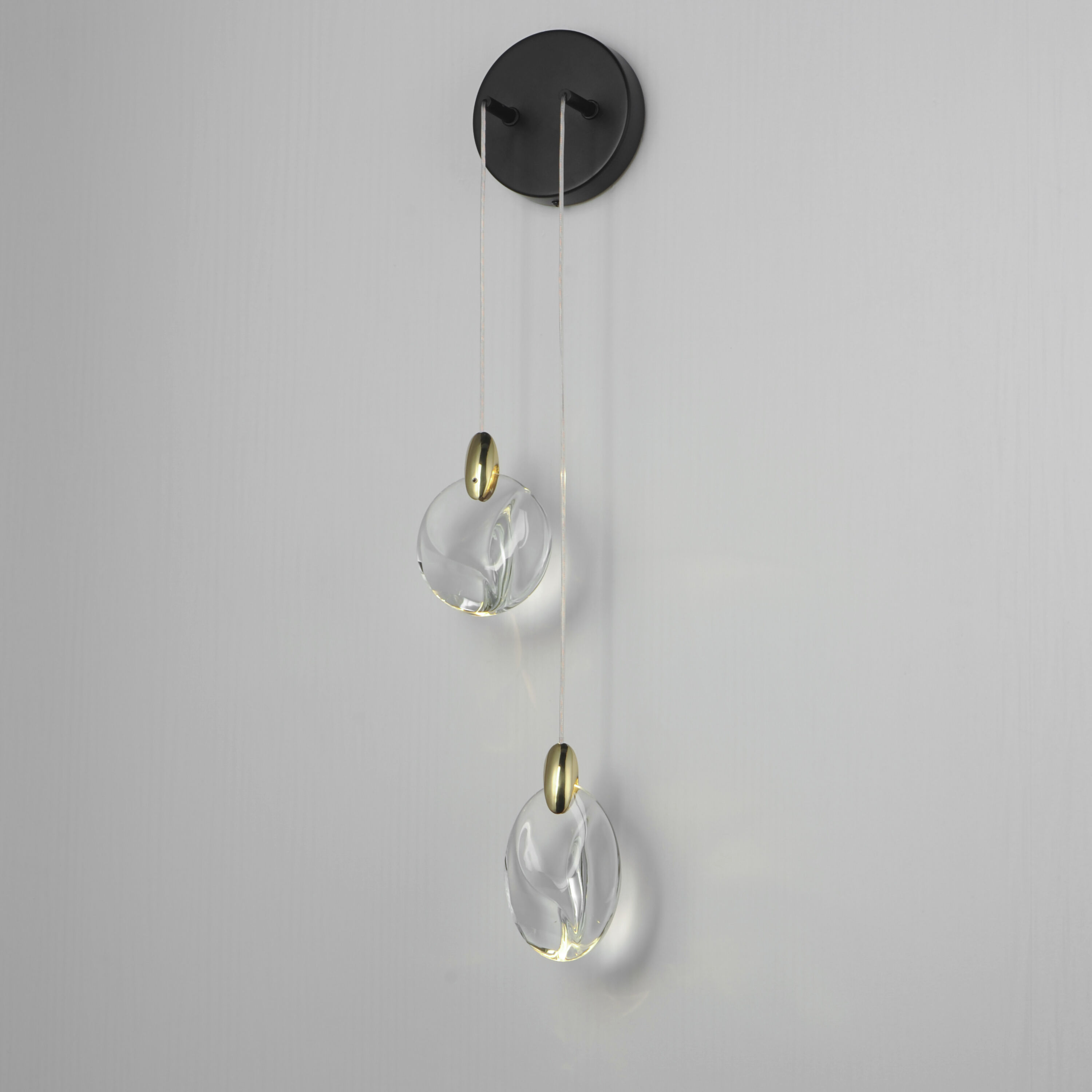 Pebble Wall Sconce Wall Light in Clear Crystal, Black and Polished Gold