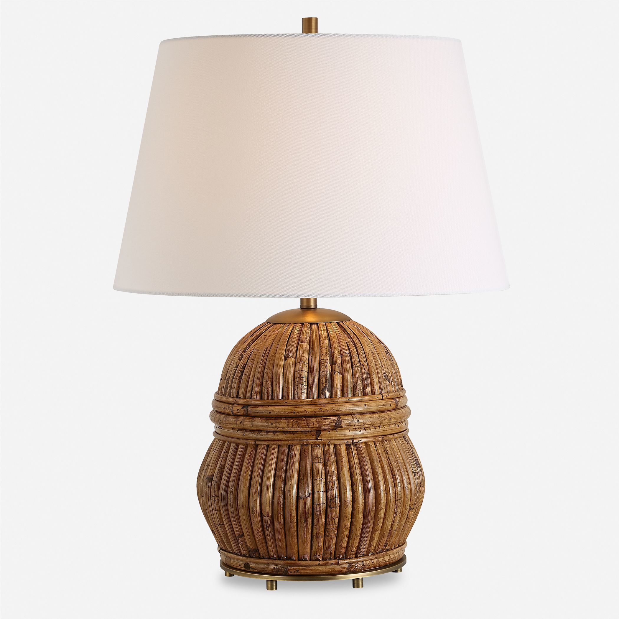 Reed 25 inch 150.00 watt Aged Rattan with Warm Honey Stain and Antique Brass Table Lamp Portable Light