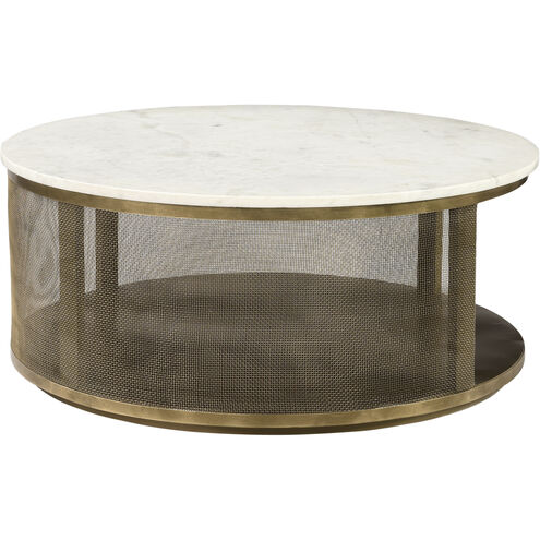 Solea 42 X 42 inch Antique Brass with White Coffee Table
