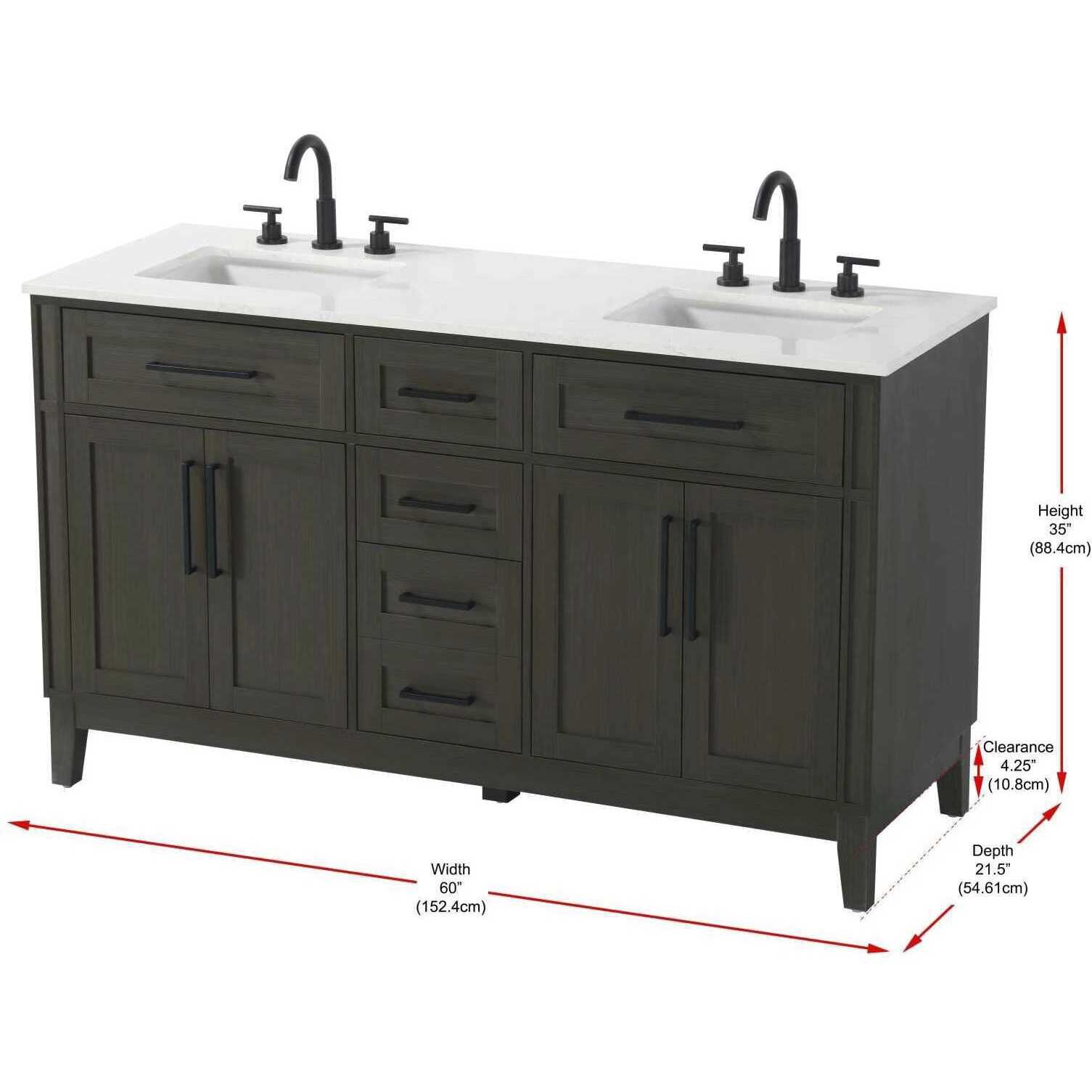 Virginia 60 X 35 inch Mocha Brown Bathroom Vanity Cabinet
