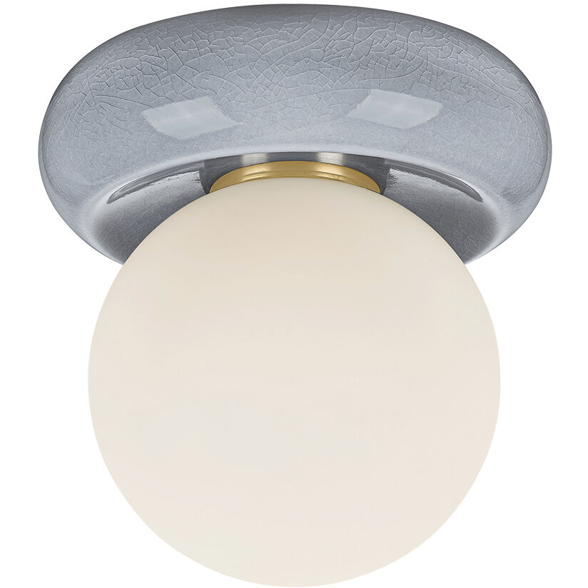 Tyra 1 Light 8.75 inch Aged Brass and Ceramic Frost Crackle Flush Mount Ceiling Light