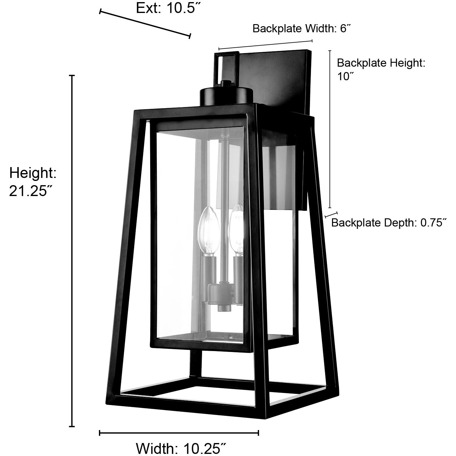 Denzell 2 Light 21.25 inch Powder Coated Black Outdoor Wall Sconce
