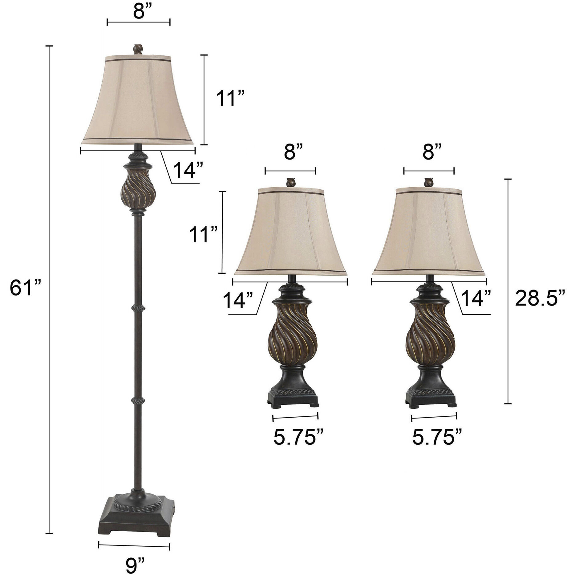 Signature 61 inch 60 watt Toffee Table Lamp Portable Light