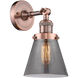 Franklin Restoration Small Cone LED 6 inch Antique Copper Semi-Flush Mount Ceiling Light in Plated Smoke Glass, Franklin Restoration