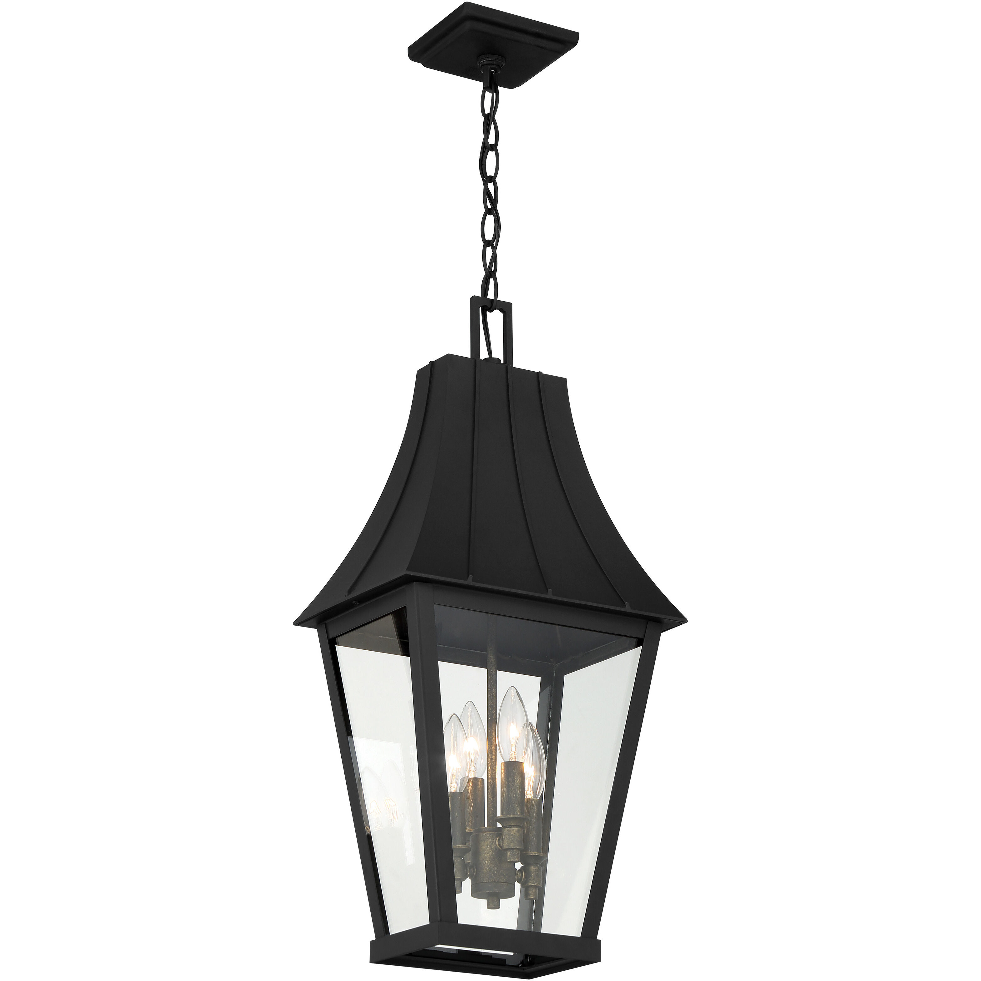 Chateau Grande 4 Light 12 inch Coal/Gold Outdoor Hanging, The Great Outdoors
