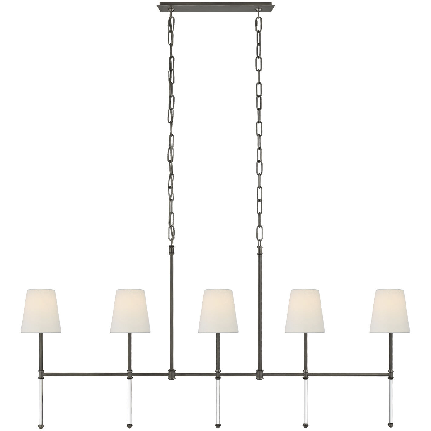 Suzanne Kasler Camille 5 Light 53.25 inch Bronze Linear Chandelier Ceiling Light in Linen, Medium