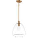 Babylon 1 Light 11.5 inch Satin Brass Single Pendant Ceiling Light