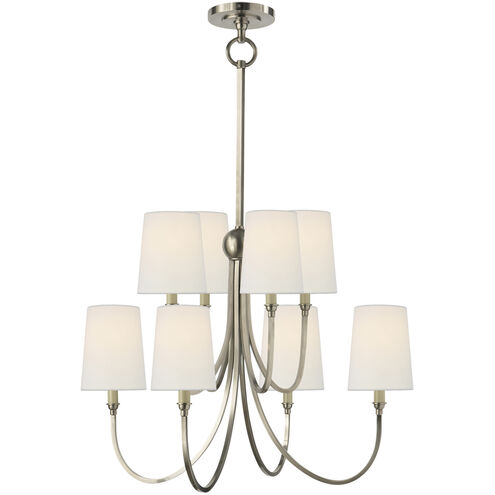 Thomas O'Brien Reed 8 Light 26.5 inch Antique Nickel Chandelier Ceiling Light in Linen, Large