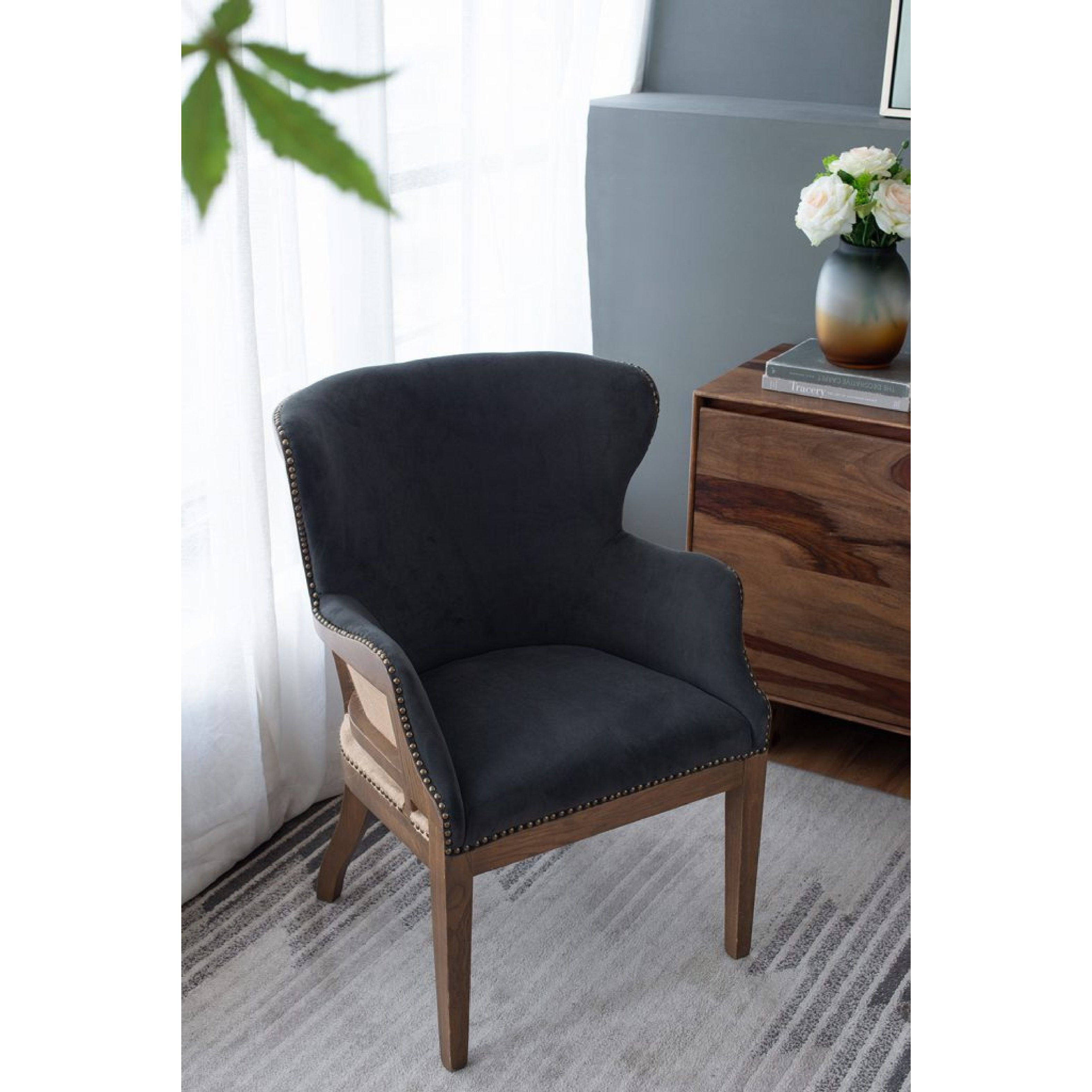 Dugan Dark Grey and Brown Arm Chair